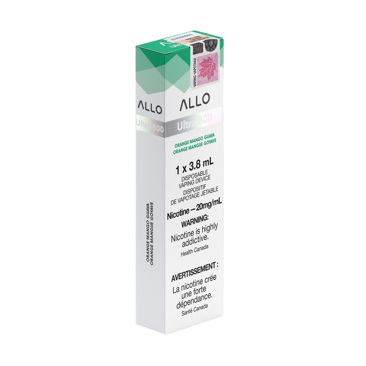 allo ultra 800 puff disposable vape packaging 20mg orange mango guava.jpg