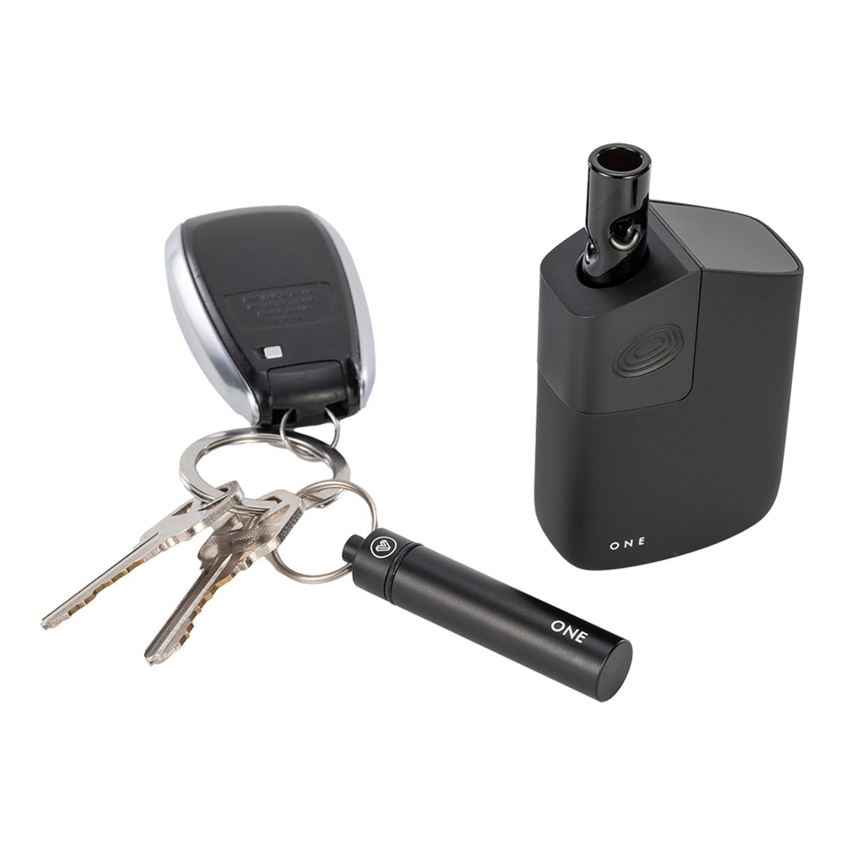 capsule caddy for lobo and one black top view with keychain.jpg