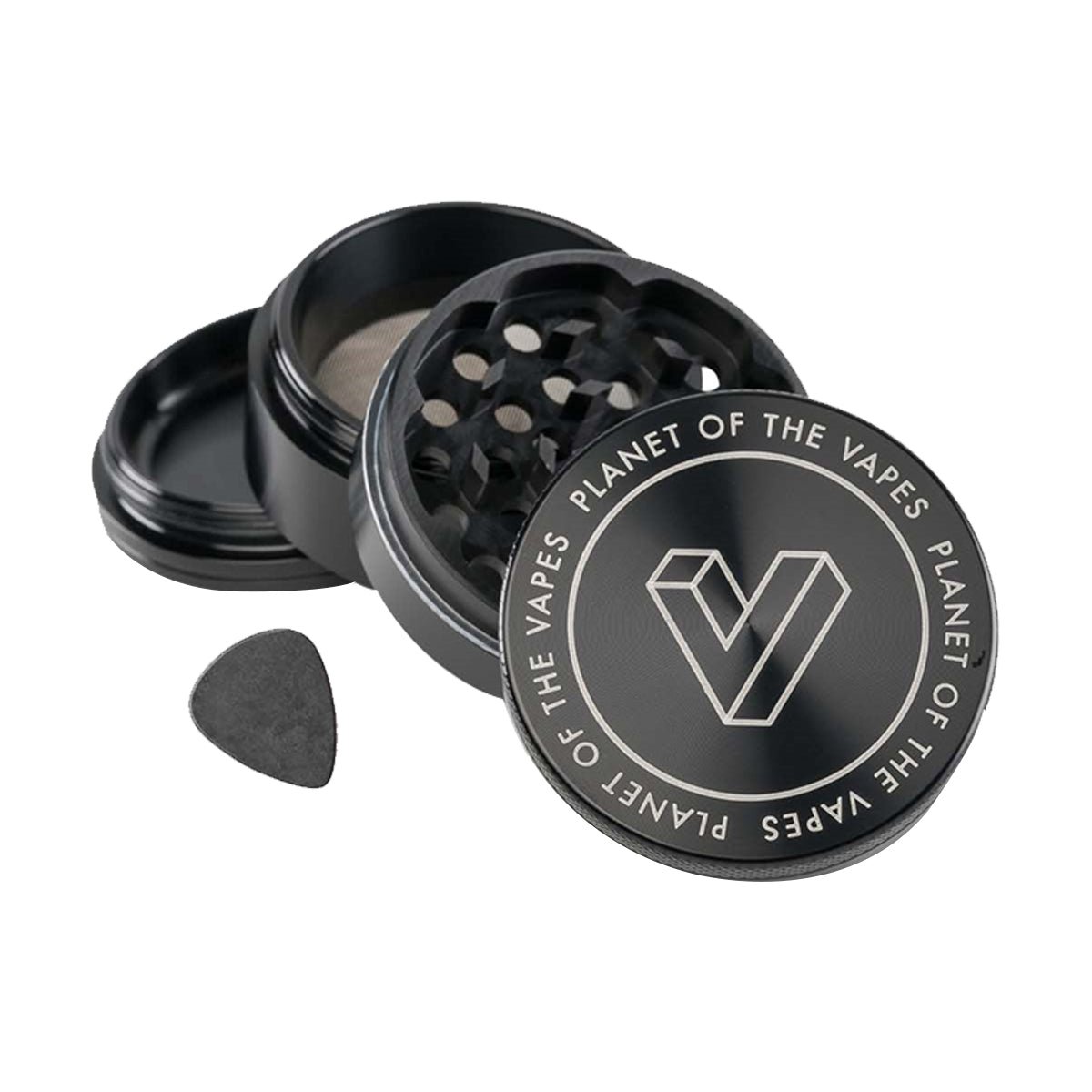 potv custom 4pc grinder glossy black with pick tool open view 61669d04 2d2c 46c0 a41c 45c6a10ca1df.jpg
